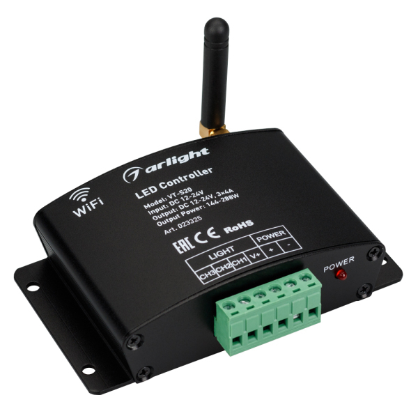 Оборудование Arlight 023325 Контроллер VT-S20-3x4A WiFi (12-24V, ПДУ Стик 12кн, RF) (ARL, IP20 Металл, 3 года) по выгодной цене. Купить в Москве со скидкой.