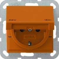 Gira 041602 Розетка SCHUKO 16 A 250 В~ с откидной крышкойс оранжевой накладкой и надписью "ZSV" (дополнительное бесперебойное питание)