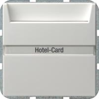 Gira 014027 Кнопочный выключатель для гостиничной карточки 10 AX 250 В~ с подсветкой и с полем для надписиПереключающий контакт 1-пол.