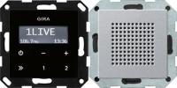 Gira 228026 Радио скрытого монтажа RDS с громкоговорителемНакладка управления с внешним видом "черное стекло", System 55
