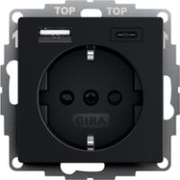 Gira 2459005 Розетка SCHUKO 16 A 250 В~ с shutter и розетка USB двойн.Тип A / тип C