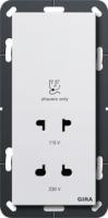 Gira 2820 03 Розетка для бритвы (DIN EN 61558 2-5) 115 - 230 В~ для установочной рамки 2-местн. без перегородки