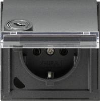 Gira 044967 Розетка SHUKO 16 A 250 В~ с откидной крышкой, замком и полем для надписис одинаковыми замыкающими элементами