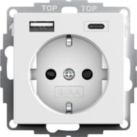 Gira 245927 Розетка SCHUKO 16 A 250 В~ с shutter и розетка USB двойн.Тип A / тип C