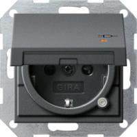 Gira 2763 28 Розетка SCHUKO 16 A 250 В~ с откидной крышкой, контрольной лампочкой, с затвором (shutter) и символом