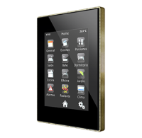 Zennio Сенсорная панель KNX Z41 PRO, емкостной ЖК дисплей 4.1’’ (3:4), цвет: черный, алюминиевая рамка под  латунь ZVI-Z41PRO-AB