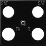Gira 0258 10 Центральная пластина, 4-местн., (50 x 50 мм) для коаксиальной антенной розетки с 2 дополнительными подключениями спутниковой антенны (SAT)