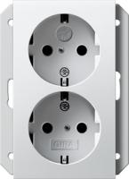 Gira 2731 03 Двойная розетка SCHUKO 16 A 250 В~ с затвором (shutter) и символом  для 1-местн. приборной коробки скрытого монтажа