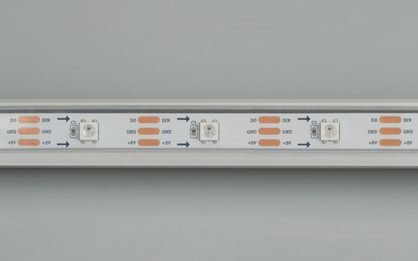 Оборудование Arlight 022204 Светодиодная лента SPI-5000P-AM 5V RGB (5060, 150 LED x1, 2812) (ARL, Закрытый, IP66) по выгодной цене. Купить в Москве со скидкой.