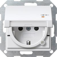 Gira 2763 03 Розетка SCHUKO 16 A 250 В~ с откидной крышкой, контрольной лампочкой, с затвором (shutter) и символом