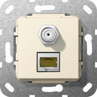 Gira 569701 Вставка Modular Jack RJ45 кат.6A 10 Гбит Ethernet и гнездо SAT-FПереходник, SAT F, клемма со смещением изоляции, Modular Jack