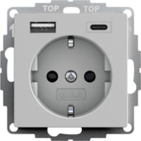 Gira 2459015 Розетка SCHUKO 16 A 250 В~ с shutter и розетка USB двойн.Тип A / тип C