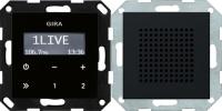 Gira 2280005 Радио скрытого монтажа RDS с громкоговорителемНакладка управления с внешним видом "черное стекло", System 55