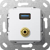 Gira 568603 Вставка USB 3.0 тип A и мини-джек 3,5 ммПереходник, USB, разветвительный кабель, мини-джек