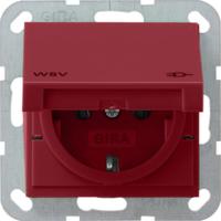 Gira 010402 Розетка SCHUKO 16 A 250 В~ с откидной крышкойс красной накладкой и надписью "WSV" (вспомогательное бесперебойное питание)