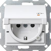 Gira 2763 27 Розетка SCHUKO 16 A 250 В~ с откидной крышкой, контрольной лампочкой, с затвором (shutter) и символом