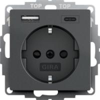 Gira 245928 Розетка SCHUKO 16 A 250 В~ с shutter и розетка USB двойн.Тип A / тип C