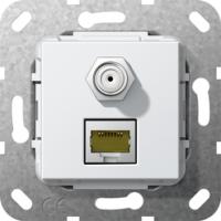 Gira 569703 Вставка Modular Jack RJ45 кат.6A 10 Гбит Ethernet и гнездо SAT-FПереходник, SAT F, клемма со смещением изоляции, Modular Jack