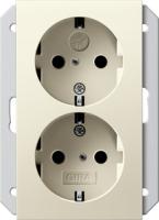Gira 2735 01 Двойная розетка SCHUKO 16 A 250 В~ с затвором (shutter) и символом  для 1,5-местн. приборной коробки скрытого монтажа