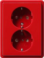 Gira 0783 43 Двойная розетка SCHUKO 16 A 250 В~ с затвором (shutter) и символом , в комплекте с установочной рамкой