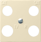 Gira 0258 01 Центральная пластина, 4-местн., (50 x 50 мм) для коаксиальной антенной розетки с 2 дополнительными подключениями спутниковой антенны (SAT)