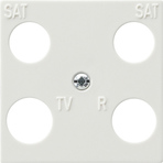 Gira 0258 40 Центральная пластина, 4-местн., (50 x 50 мм) для коаксиальной антенной розетки с 2 дополнительными подключениями спутниковой антенны (SAT)