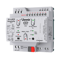 Zennio Многофункциональное устройство с блоком питания KNX, интерфейсом KNX-IP, 6 входами и 4 выходами для управления 2-трубным фанкойлом и одним дополнительным выходом C-нагрузки 16 А. ALLinBOX ZPRHP