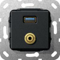 Gira 568610 Вставка USB 3.0 тип A и мини-джек 3,5 ммПереходник, USB, разветвительный кабель, мини-джек