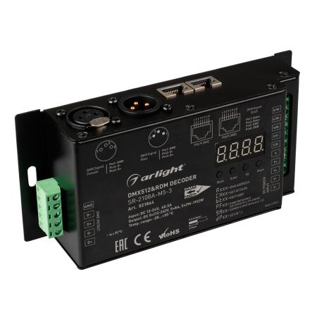 Оборудование Arlight 021844 Декодер DMX SR-2108A-M5-3 (12-36V, 480-1440W, 5CH) (Arlight, IP20 Металл, 3 года) по выгодной цене. Купить в Москве со скидкой.