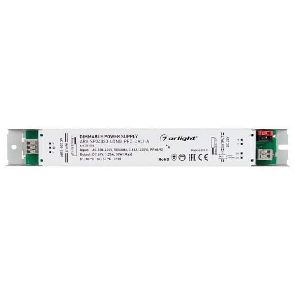 Оборудование Arlight 031106 Блок питания ARV-SP24030-LONG-PFC-DALI-A (24V, 1.25A, 30W) (Arlight, IP20 Металл, 5 лет) по выгодной цене. Купить в Москве со скидкой.