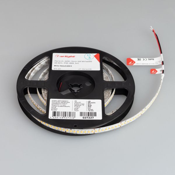 Оборудование Arlight 037227 Светодиодная лента UL-A200-10mm 24V White6000 (20 W/m, IP20, 2835, 5m) (Arlight, высок.эфф.150 лм/Вт) по выгодной цене. Купить в Москве со скидкой.