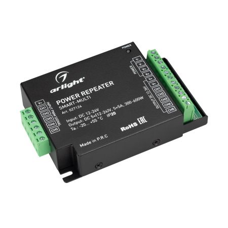 Arlight 027124 Усилитель SMART-MULTI (12-24V, 5x5A) (Arlight, IP20 Металл, 5 лет)