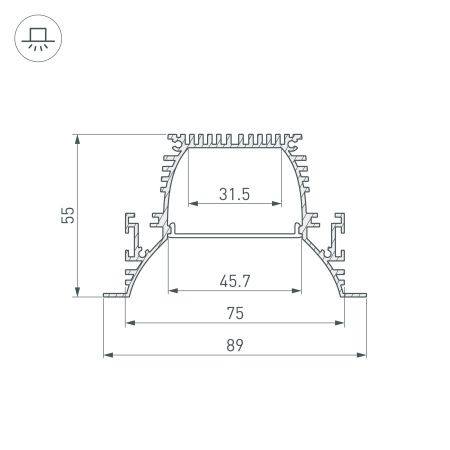 Оборудование Arlight 036357 Профиль ARH-POWER-W90-F-COMFORT-2000 ANOD (Arlight, Алюминий) по выгодной цене. Купить в Москве со скидкой.