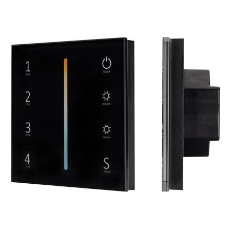 Arlight 028137 Панель Sens SMART-P43-MIX Black (230V, 4 зоны, 2.4G) (Arlight, IP20 Пластик, 5 лет)