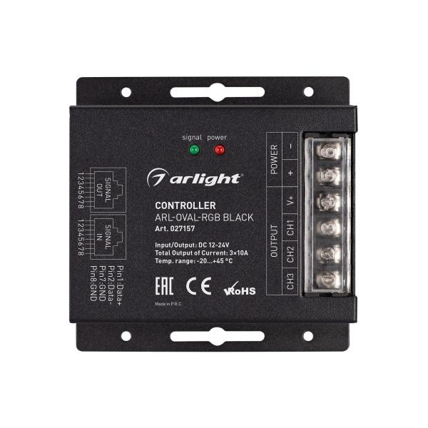 Оборудование Arlight 027157 Контроллер ARL-OVAL-RGB Black (12-24V, 3x10A, ПДУ Овал, RF, RJ45) (Arlight, IP20 Металл, 3 года) по выгодной цене. Купить в Москве со скидкой.