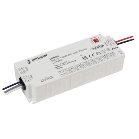 Arlight 030910 INTELLIGENT ARLIGHT Диммер DALI-201-40W-850-MINI-PD-SUF (230V, 500-850mА) (IARL, IP20 Пластик, 5 лет)