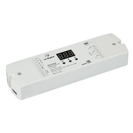 Arlight 028407 Декодер SMART-DMX-SUF (12-24V, 3x6A) (Arlight, IP20 Пластик, 5 лет)