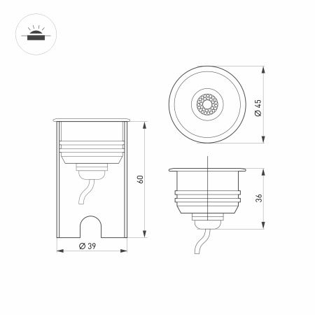 Оборудование Arlight 028056 Светильник KT-AQUA-R45-3W White6000 (SL, 45 deg, 12V) (Arlight, Герметичный) по выгодной цене. Купить в Москве со скидкой.
