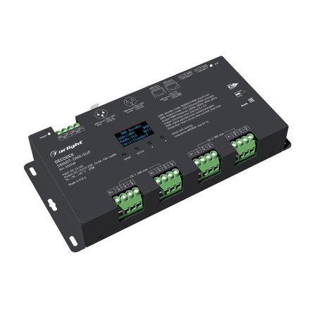 Arlight 033768 Декодер SMART-DMX-SUF (12-24V, 12x5A, XLR3, RJ45) (Arlight, IP20 Металл, 5 лет)