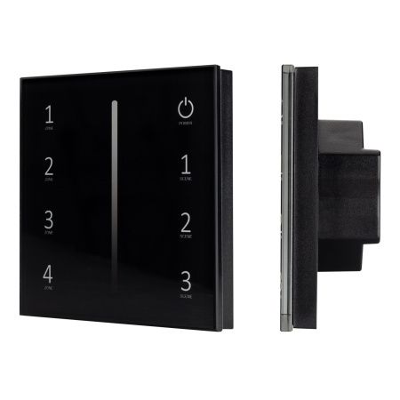 Arlight 028129 Панель Sens SMART-P17-DIM Black (230V, 4 зоны, 2.4G) (Arlight, IP20 Пластик, 5 лет)