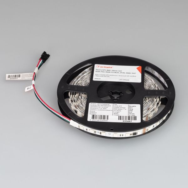 Оборудование Arlight 033447 Светодиодная лента SPI-B60-10mm 24V RGB-PX6-RAM (15 W/m, IP20, 5060, 5m) (Arlight, бегущий огонь) по выгодной цене. Купить в Москве со скидкой.