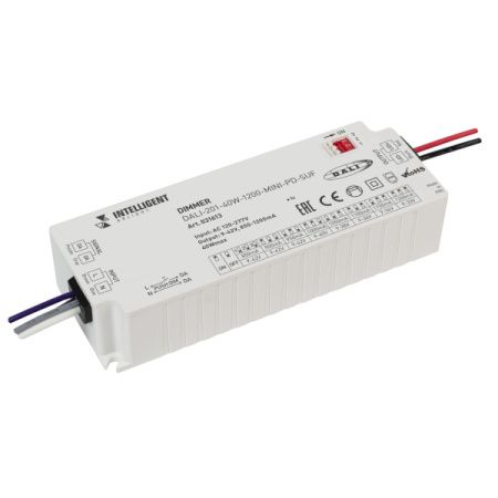 Arlight 031613 INTELLIGENT ARLIGHT Диммер DALI-201-40W-1200-MINI-PD-SUF (230V, 800-1200mА) (IARL, IP20 Пластик, 5 лет)