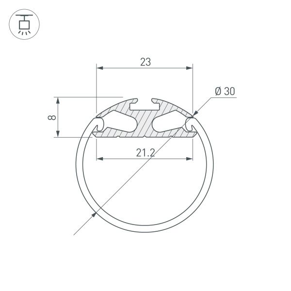 Оборудование Arlight 023860 Профиль ROUND-D30-2000 ANOD (Arlight, Алюминий) по выгодной цене. Купить в Москве со скидкой.