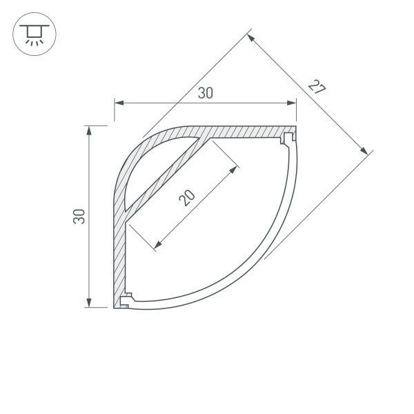 Оборудование Arlight 016136 Профиль ARH-KANT-H30-2000 ANOD (Arlight, Алюминий) по выгодной цене. Купить в Москве со скидкой.