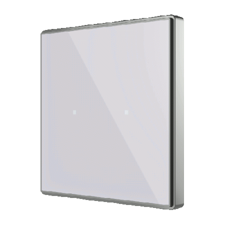 Zennio Выключатель сенсорный KNX Square TMD, 2-кнопочный, 2хAI/DI, термостат, датчик температуры, цвет: Серебряный ZVI-SQTMD2-S