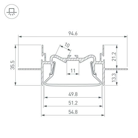 Оборудование Arlight 035769 Профиль FOLED-50-CEIL-CENTER-2000 (Arlight, Алюминий) по выгодной цене. Купить в Москве со скидкой.