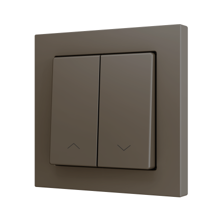 Zennio ZS552PB2SHM ZS55, Двойная мягкая кнопка для 2 бинарных входов 55x55 мм – Значок затвора, Мокко