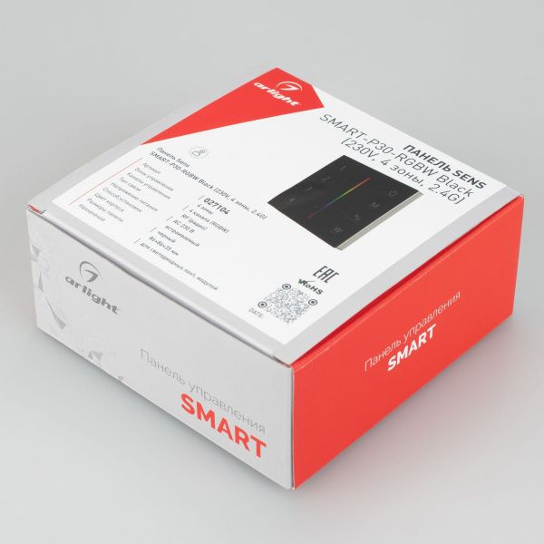 Оборудование Arlight 027104 Панель Sens SMART-P30-RGBW Black (230V, 4 зоны, 2.4G) (Arlight, IP20 Пластик, 5 лет) по выгодной цене. Купить в Москве со скидкой.