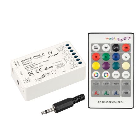 Arlight 034726 Аудиоконтроллер ARL-SOUND-RGB/RGBW (12-24V, 4x4A, RF ПДУ 24кн) (Arlight, IP20 Пластик, 3 года)