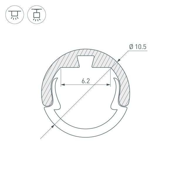 Оборудование Arlight 029088 Профиль ROUND-D10.5-2000 ANOD (Arlight, Алюминий) по выгодной цене. Купить в Москве со скидкой.